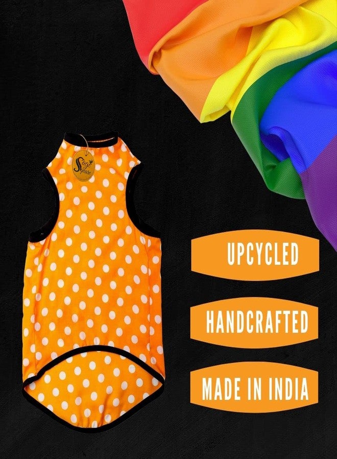 Sage Square Funky Soft Material Dog T-Shirt | Cool/Funky Print Pet | Soft Light Weight | Comfortable & Breathable Dog Clothing | Trendy Vest Outfit (Small - 14 inch) (Polka Orange) - Image 4